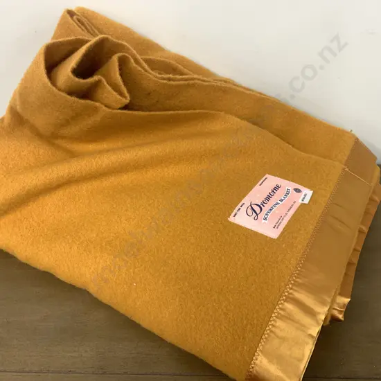 Vintage 'Dromorne Linen' Single Woollen Blanket, Burnt Orange Colour