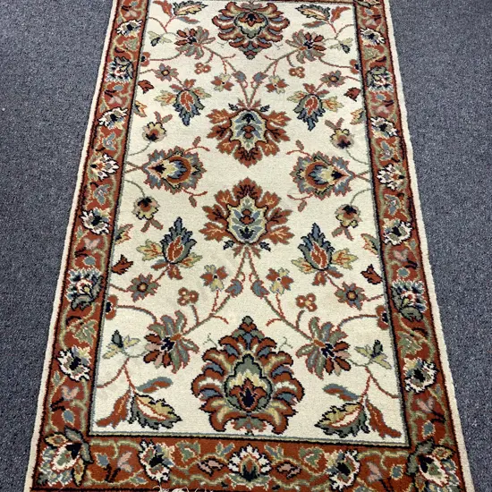 Vintage Floor Rug, Terracotta / Green / Cream Tones, 163 x 90cm (AF To Edge)