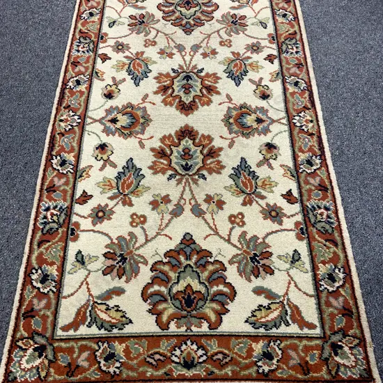 Vintage Floor Rug, Terracotta / Green / Cream Tones, 163 x 90cm