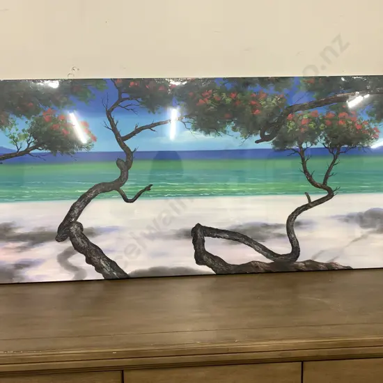 Pohutakawa Trees Beach Scene Picture On Canvas, 61 x 151cm