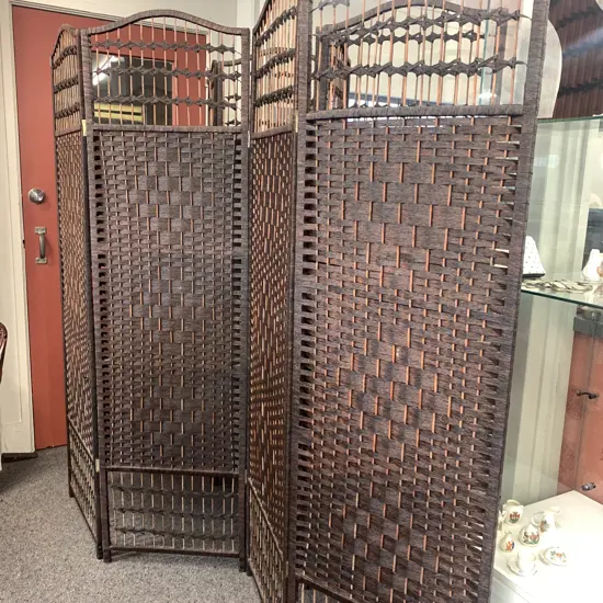 Privacy Screen, Dark Brown Rattan, 180 x 200cm