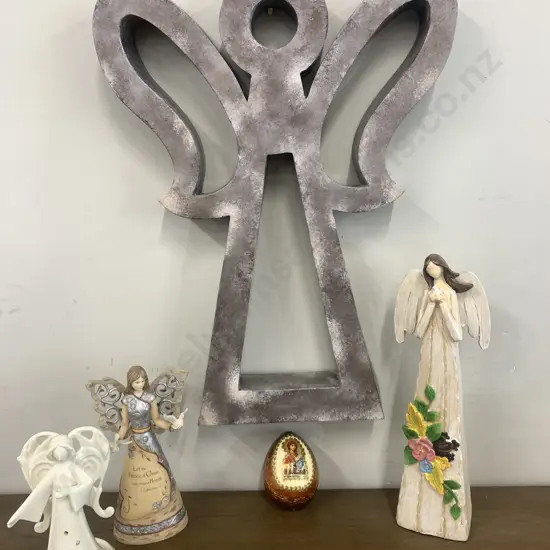 Assorted Religous Items Angel Wall Hanging, Russ Angel Ornament, Elements Angel Etc