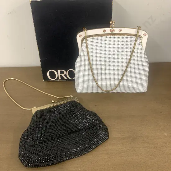 Vintage Oroton White Mesh Purse With a Vintage Black Mesh Purse