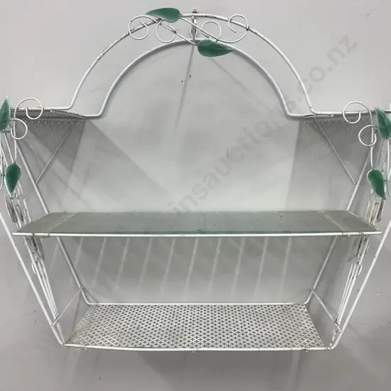 Retro White Wire 2 Tier Shelf