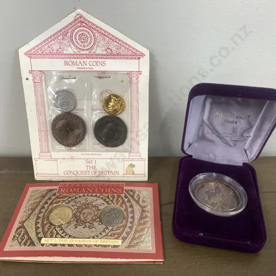 Assortment of Coins, Royal Visit Oct 2001 & Roman Coins