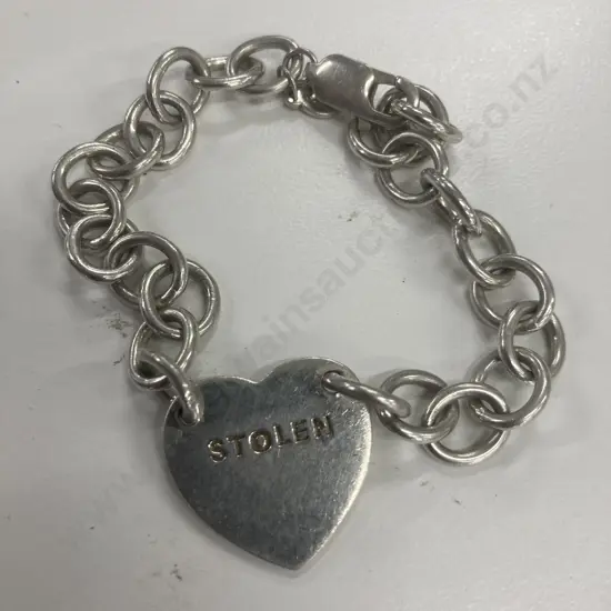 Silver Bracelet With 'Stolen' Heart Stamped 925