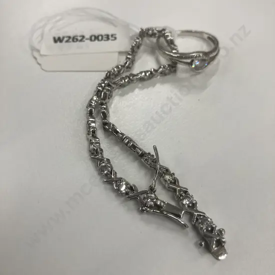 Costume Jewellery Bracelet (AF) & Ring, Silver Colour