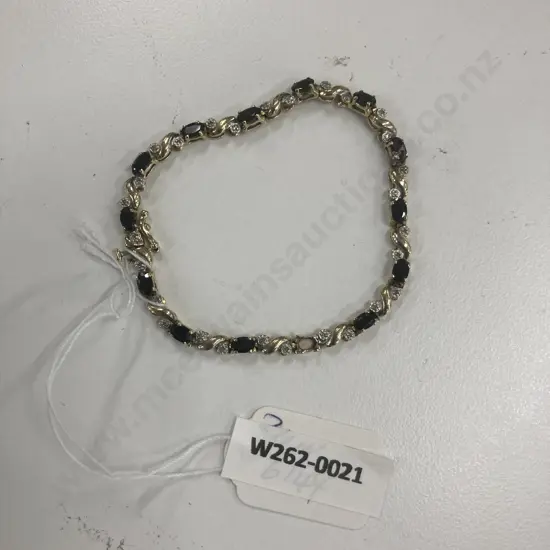 Gold Colour Bracelet With Clear & Black Stones