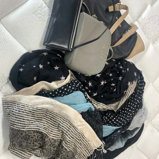 Assortment Of Scarves And Handbags Including Collette