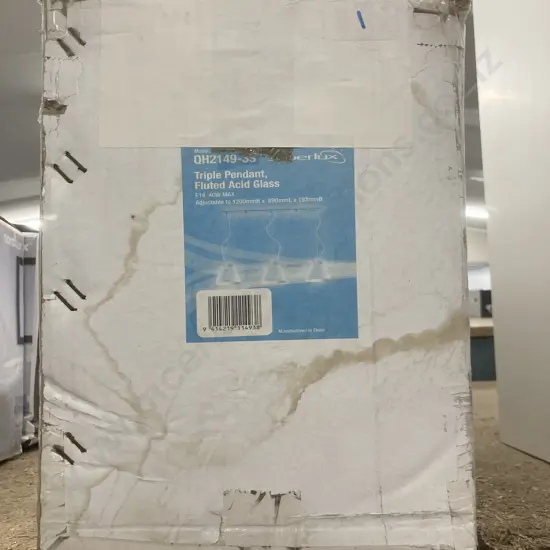 New Superlux 3 Light Ribbed Glass Pendant, QH2149-3S