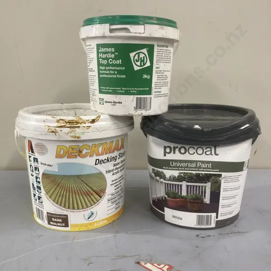 James Hardie Top Coat, Procoat Universal Paint, Deckmax Decking Stain