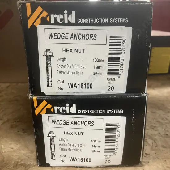 Reid Wedge Anchors WA16100, 2 x Boxes Of 20, 100mm x 16mm (Up To 20mm)