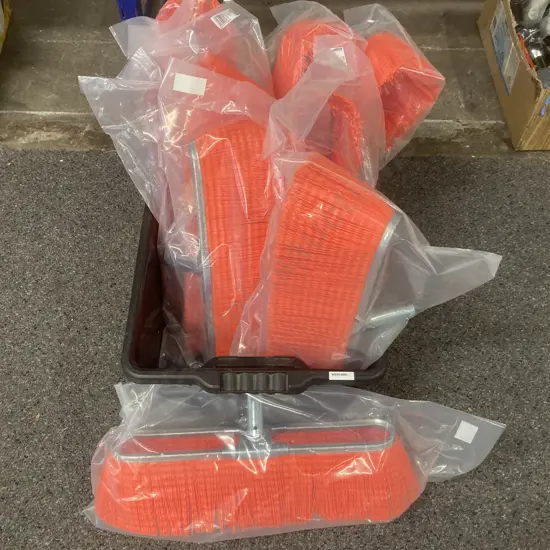 Black Bin of 8 New Brushworks Scavenger Broom Heads, 45cm, Open Steel Back, Poly Fill