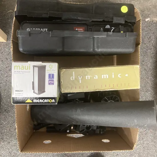 Box Lot Camping Stove, Car Stereo, Plastic Feet & Fittings, Light Fitting