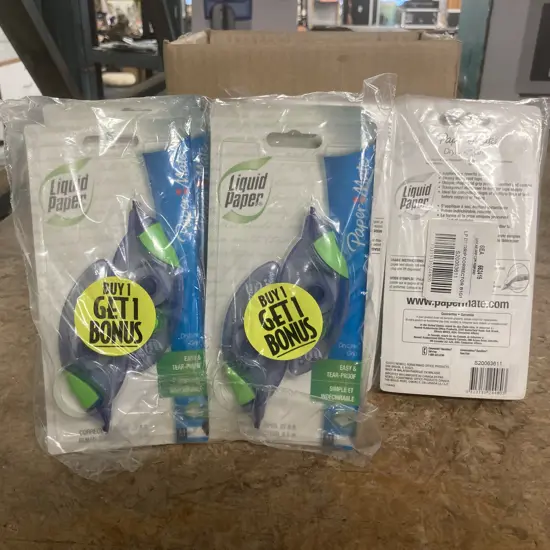 Box of 12 Twin Packs of Liquid Paper Correction Fluid, 'LD D3 Grip Corrector' B1G1