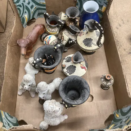 Box Lot Assorted Figurines, Urns Etc (AF)