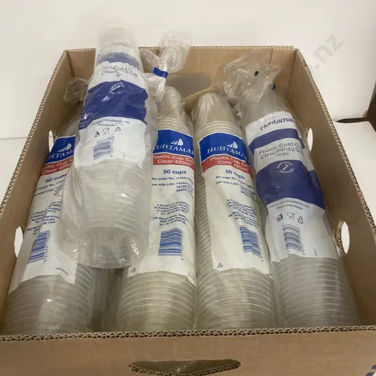 Box Lot Approx 420 Plastic Cold Cup Clear 425mls