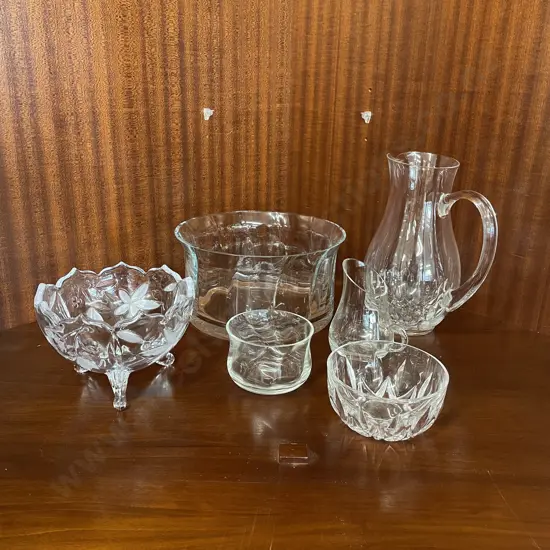 Assortment of Glassware incl. Salad bowls, footed dish, jug etc