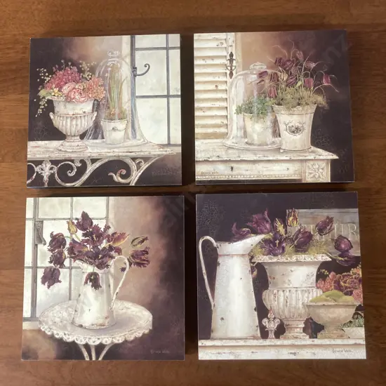 Set of 4 Pictures on Board. French Scenes