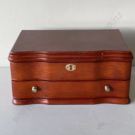 Solid Wood Jewellery Box. Single Drawer, lift up top. H14cm W29 D19cm