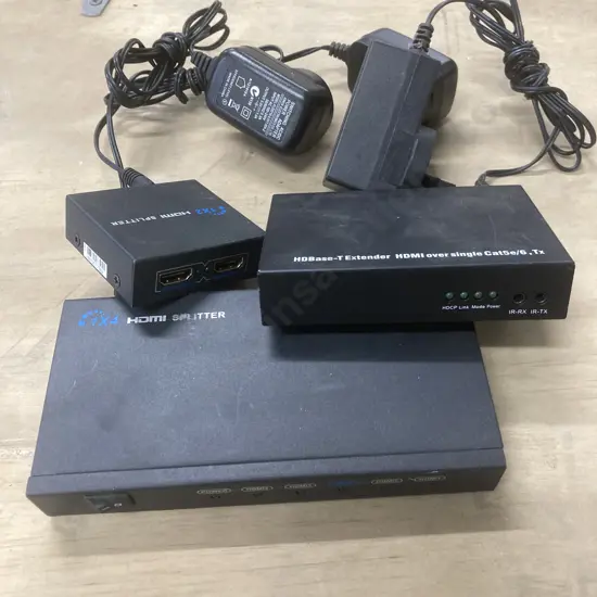 Powered HDMI Splitters - 1x2 & 1x4 & an HDBase T Extender HDMI Over Single Cat5e/6, TX