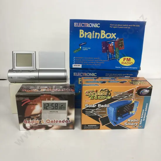 Lot of BrainBox FM Radios, Solar radio & Calendar Etc