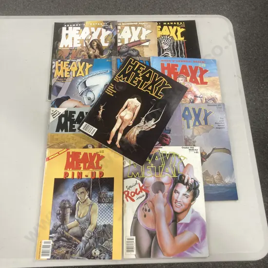Lot of 12 Heavy Metal Magazines, 1978 to 1995, Including 1980 Elvis Presley Special Rock Issue & 1994 Pin-Up Issue