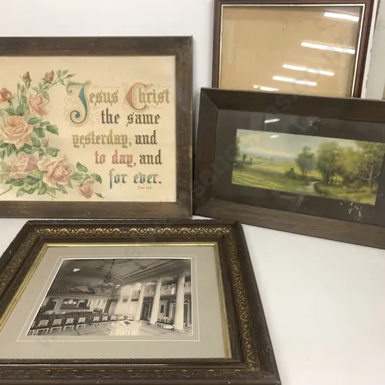 Assortment Of Vintage Artwork And Frame