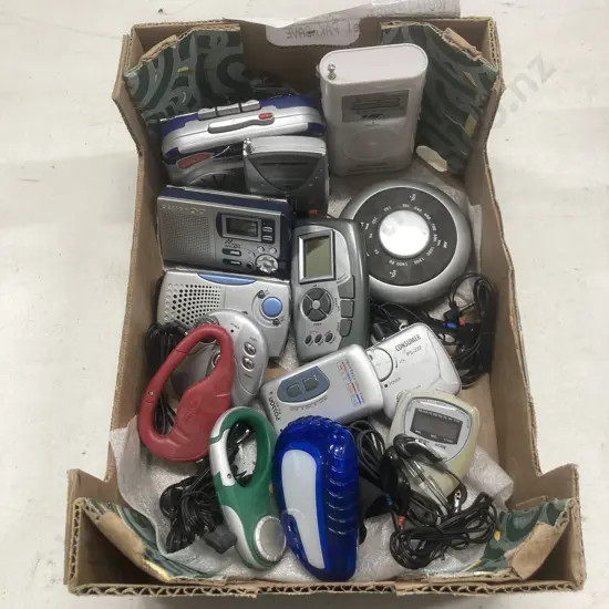 Box Lot Assorted Mini Radios & Receivers