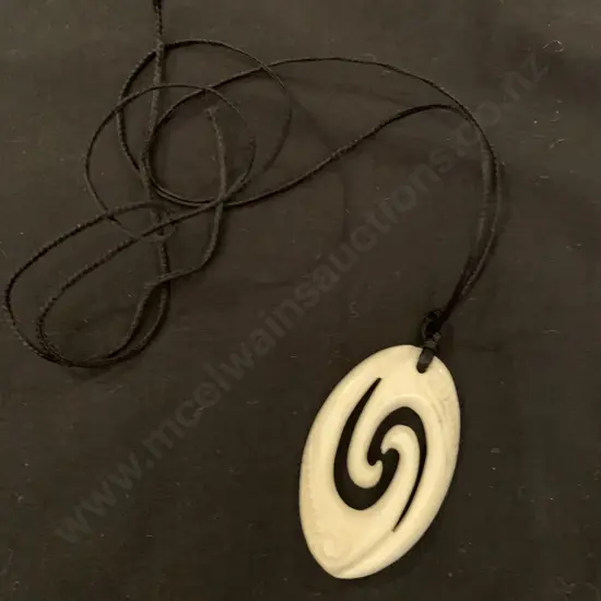 Cream Bone? Pendant On Cord Necklace