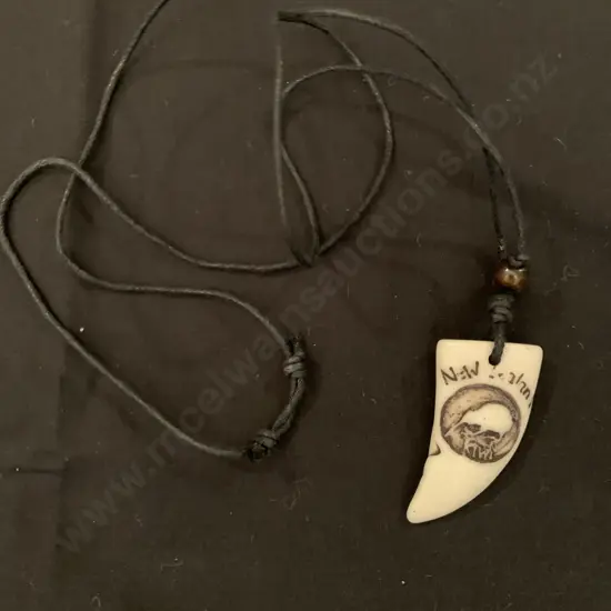 Bone Carving? NZ Kiwi Pendant On Cord Necklace