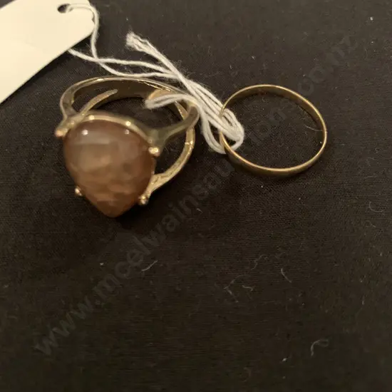 Rings x 2, Gold Colour, 1 x Orange Stone, 1 x Band