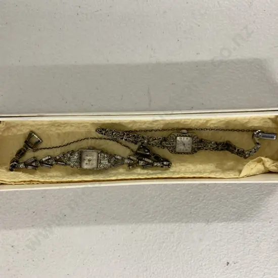 Two Vintage Marcasite Ladies Watches. Titus 17 Jewels & Davega