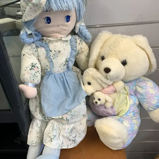 Vintage Rag Doll & Teddy Bear Soft Toy