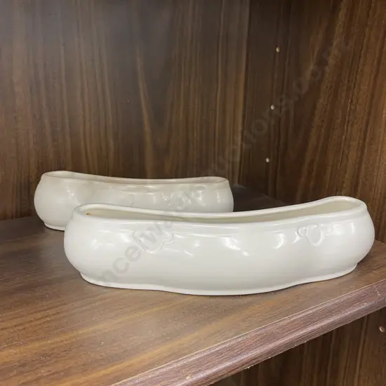 Two Beswick Cream Ware Trough Vases
