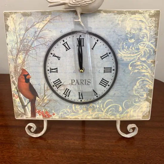 New 'Parisian' Tin Clock With Bird Detail