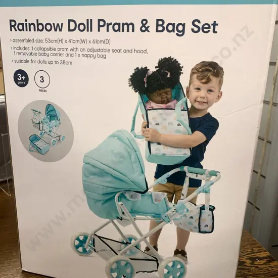 Anko Rainbow Doll Pram & Bag Set