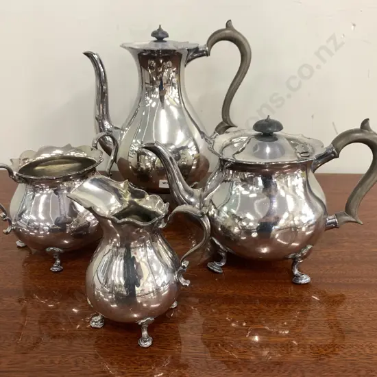 Vintage Plated Coffee Pot, Tea Pot, Creamer & Sugar Bowl, MH & Co 1929 EP Martinoid Vintage