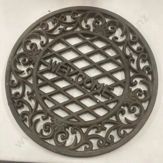 Round Cast Iron Ornate Welcome Mat, Dia45cm