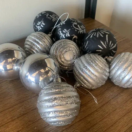 Christmas Baubles Black And Silver