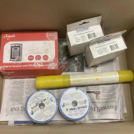 Box Lot Signet Digital Keypad, PowerWeld Welding Wire, Blue Demon Welding Wire, Gemini Stainless Steel Electrodes