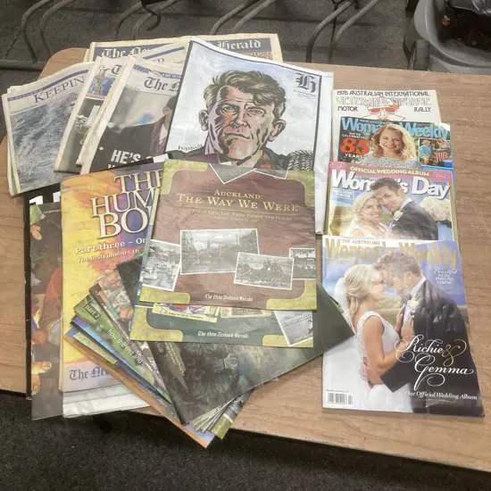Box Lot New Zealand & Assorted Memorabilia, Magazines, Newspapers Etc