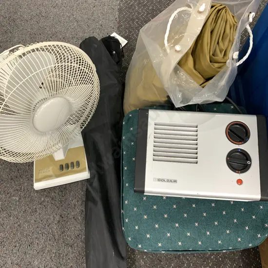 Jackeroo Camp Chair, Air bed, Pouffee, Desk Top Fan & Heater