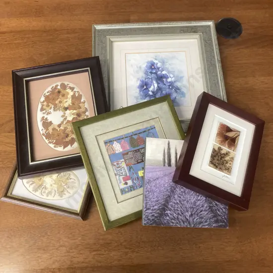 Assortment of Framed Artworks including Pressed flowers on board