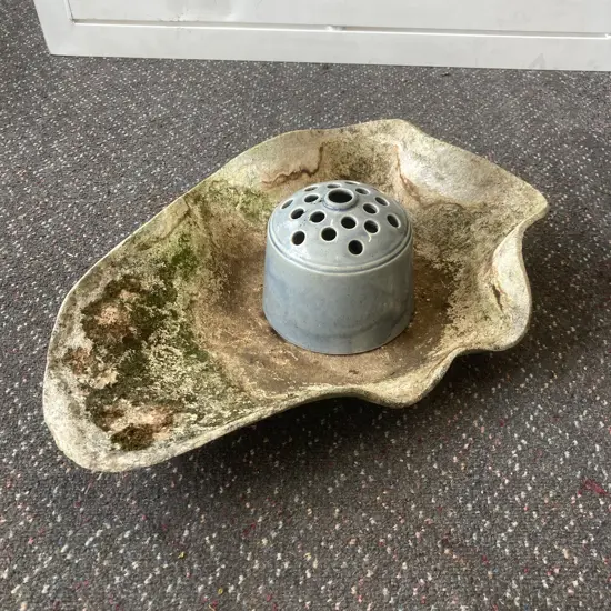 Vintage Shell Shape Garden Planter, H12 W47 D34cm, & NZ Made Ceramic Flower Frog