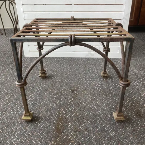 Vintage Steel Garden Table, H41 W45 D42cm