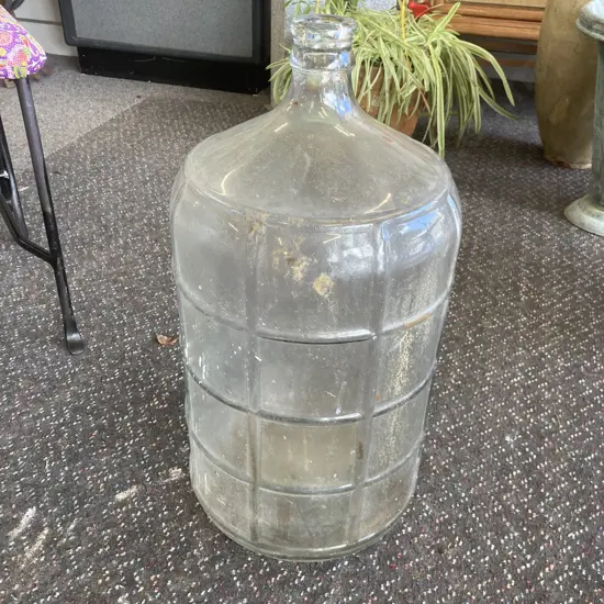 Large Ribbed Glass Bottle, 58 x 27cm