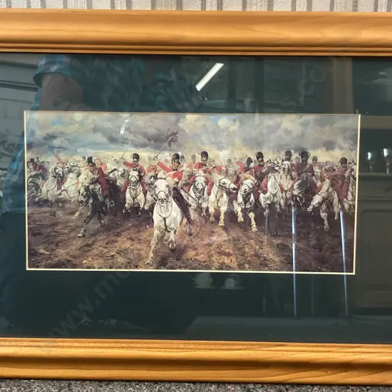 Framed Glazed Print 'Scotland For Ever' by Lady Butler (From An Oil Painting by Elizabeth Thompson 1881) 37 x 52cm