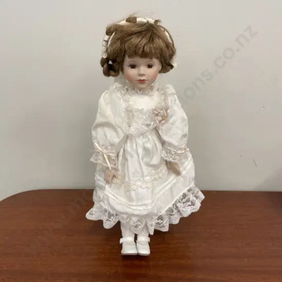 Vintage Standing Doll with Ceramic Head and Limbs