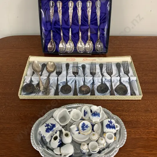 Selection of Rodd Silverware and Miniature Japanese Dolls House items